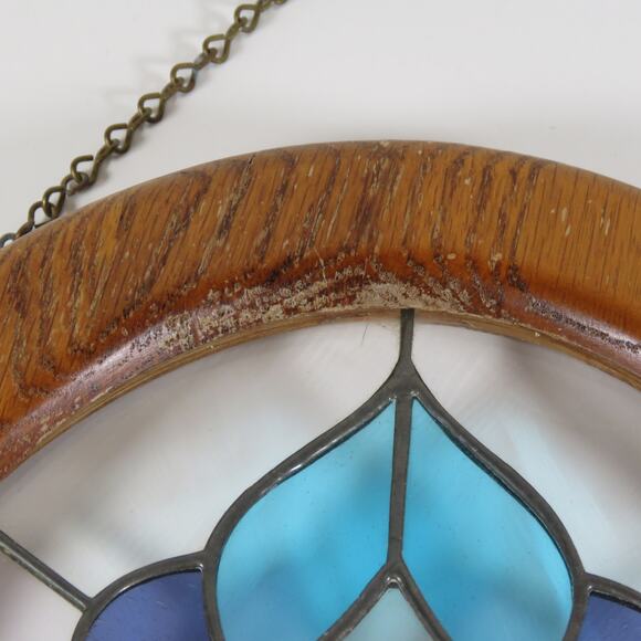 Stained Glass Window Wall Decor Geometric Design Blue Crystal Beveled  14"x10" - Picture 10 of 16